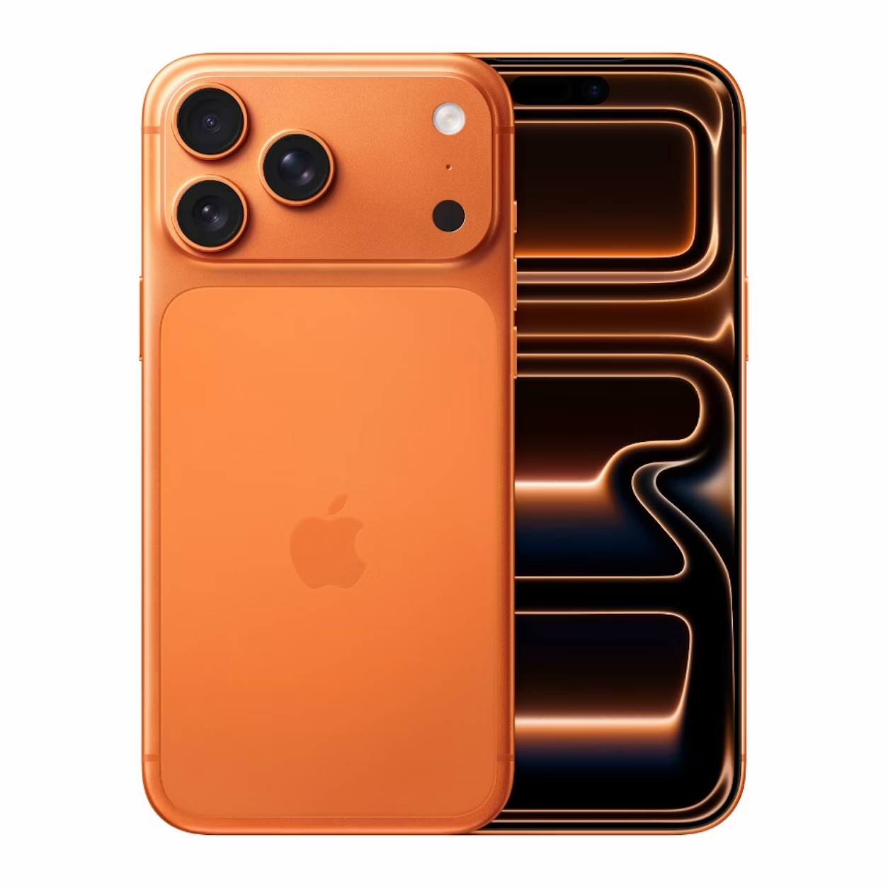 Orange iPhone before adding the burgundy case